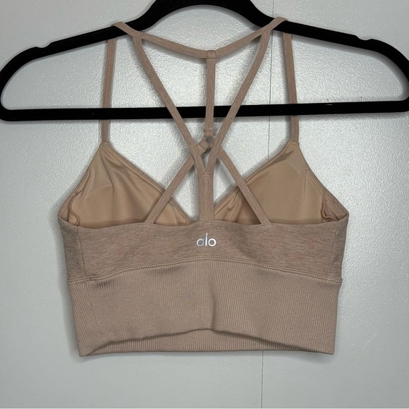 Alo Yoga - Alo Soft Pink Heathered Sports Bra XS - Picture 2 of 4